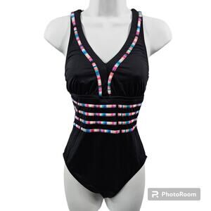La Blanca Multi-Strap Black One-piece Swimsuit Women's 8
